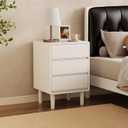 White Nightstand Tall Nightstand with 3 Drawer,Solid Wood Night Stand,Mid Century Modern Side Table,Modern Wood Night Stand End Table,Wooden Bedside Table for Bedroom,Living Room