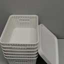 AREYZIN Plastic Storage Baskets With Lid Organizing Container Lidded Knit Storage Organizer Bins for Shelves Drawers Desktop Closet Playroom Classroom Office, White, 6 Pack