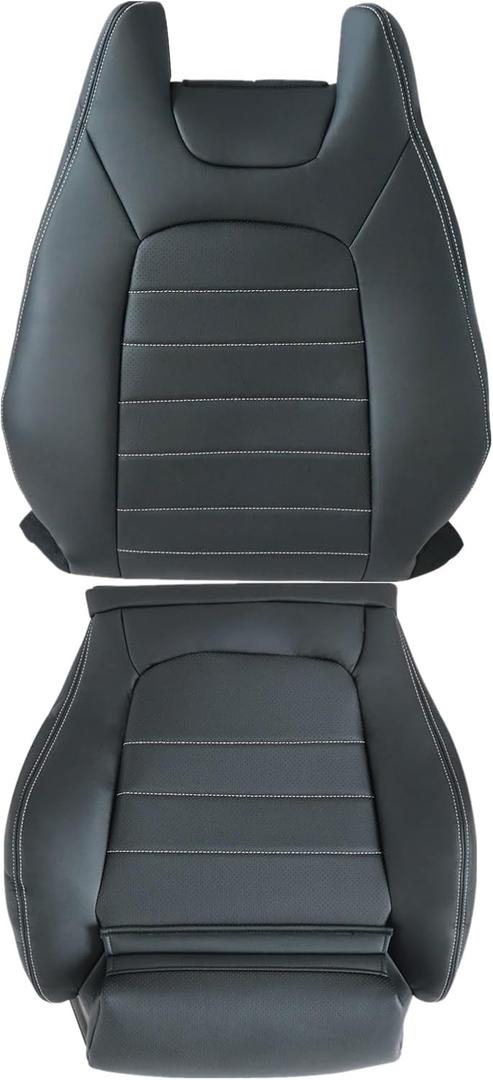 SecosAutoparts Black Front Driver Side Bottom Leather Seat Cover Compatible with Mercedes Benz C Class C250 C300 C350 C400 GLC300 GLC300e GLC350e 2015 2016 2017 2018 2019 2020 2021
