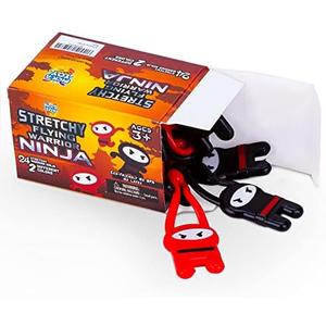 PICK A TOY Ninja Toys for Boys & Girls Party Favors Supplies Stretchy Flying Ninjas 24-Pieces, Slingshot Toys Mini Toy Karate Birthday Goodie Bags Stuffer and Ninja Party Favors Easter Egg Fillers