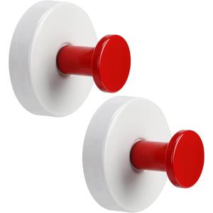 Suction Cup Hooks for Shower No-Drill Bathroom Hooks for Towels, Robes, Loofah Mountable on Bathroom Walls, Kitchen, Glass, Mirrors, Tile and Smooth,Non-Porous Surfaces (2, Red White)