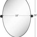 Pivot Oval Mirror 18x28 Inch Black Metal Tilting Wall Mirrors for Bathroom Vanity Living Room | Adjustable Frame & Shatter-Resistant Glass