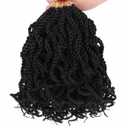 Leeven 6 Inch Senegalese Twist Crochet Hair with Curly Ends, 8 Packs Black Pre Looped 2 Strand Short Twist Hair, Wavy Small Hanava Twist, Synthetic Crochet Braids for Women Girl Kids (#1B)