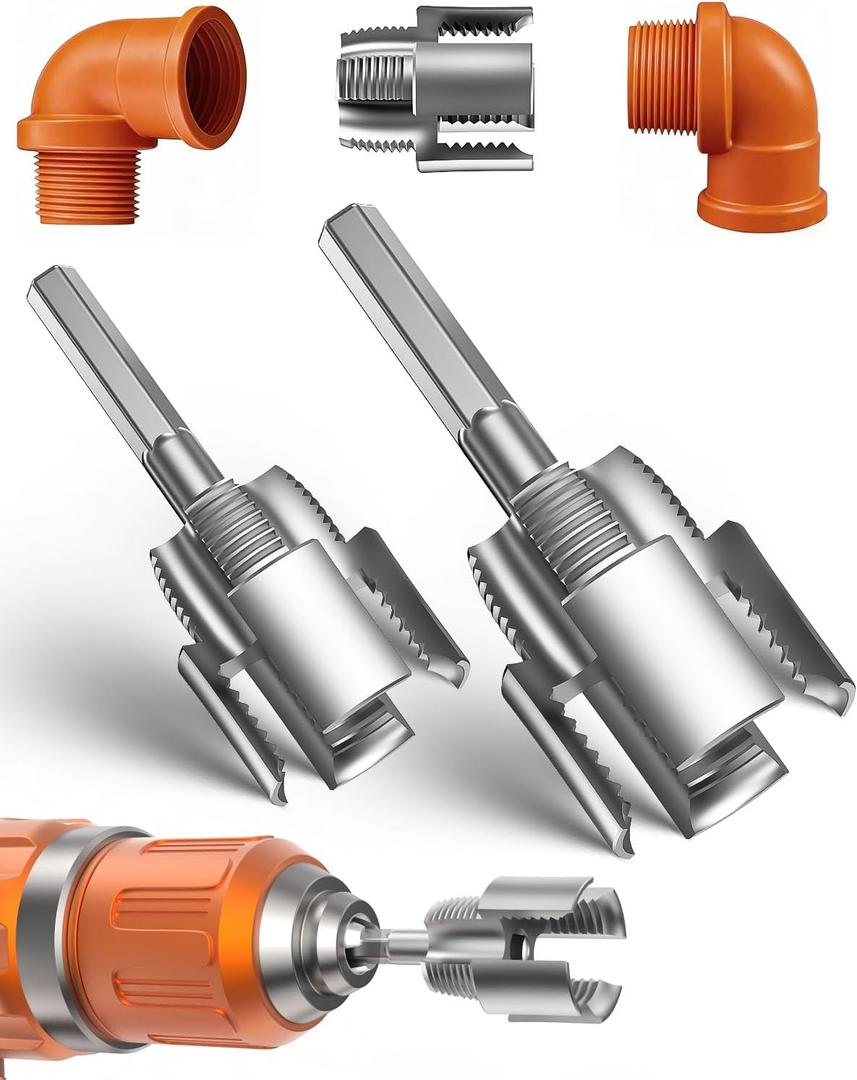PVC Pipe Threader Threading Tool - Integrated Internal & External Pipe Threading Tool Dual-Function Pipe Threading Cutting Tool for 1/2" & 3/4" PVC/Plastic Pipes for Repair and Irrigation