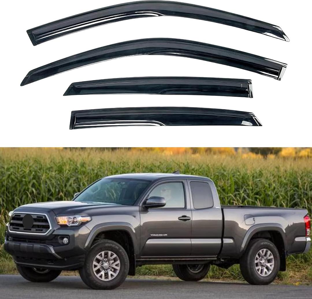 KPY Window Visor Compatible with 2016-2023 Toyota Tacoma Access Cab, 4PC Rain Guard Side Window Vent Deflectors Tape-On Mugen Style, 2016 2017 2018 2019 2020 2021 2022 2023 (Access Cab Only)
