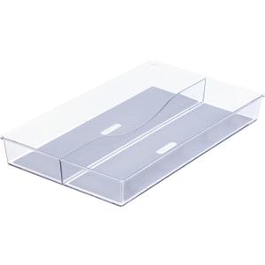 Glad Drawer Organizer Bin, 15x9 - Divided Clear Plastic Storage Tray for Junk Drawers, Kitchen Utensils, Bathroom Vanity, and Organizing Pantry - BPA Free, Food Safe, Non Slip (15x9 (2-Compartment))