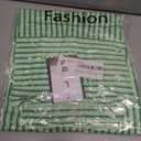 Womens Striped Button Down Shirts Casual Collared Short Sleeve Blouses Tops (Green, L)