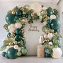 Zesliwy Emerald Green White Gold Balloons Arch Kit, Double Stuffed, Latex, 18inch, 12inch,10inch, 5inch