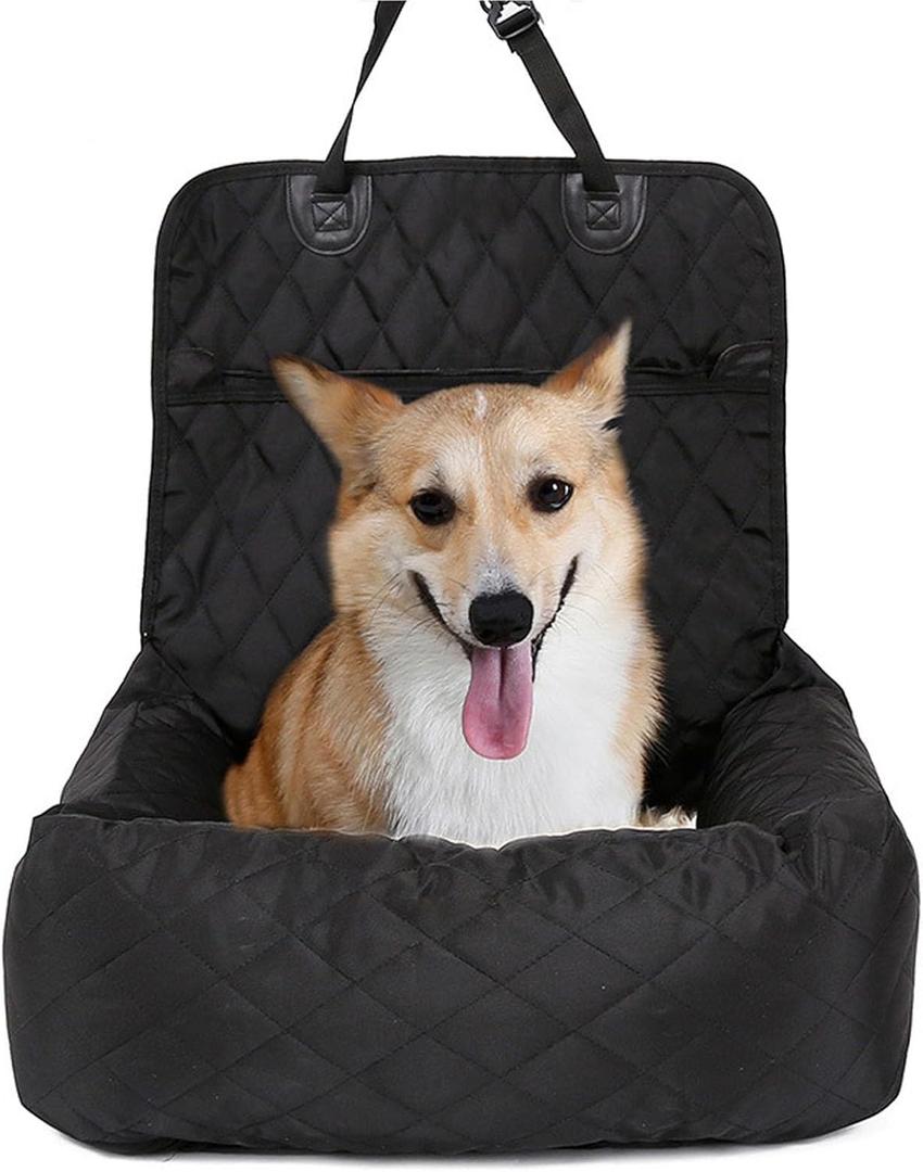 Dog Booster Car Seat for Small/Medium Dogs,Memory Foam Dog Booster Seat for Dogs, Fully Detachable and Washable Pet Portable Car Seat with Dog Seat Belt,Black