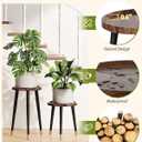 Plant Stand Indoor 2 Pack, Wood Mid Century Indoor Plant Stand, Tall Plant Stands for Flower Pot, Modern Plant Table, Small Side End Table With Raised Design, Walnut, 11.7"x18.8" & 11.7"x13"