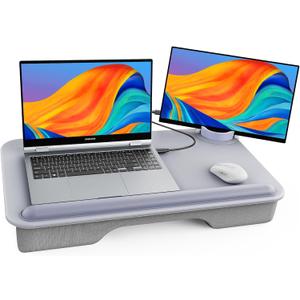 SAIJI Laptop Lap Desk for BedFits Up to 17" Laptops & MacBook,Lightweight Tray Table with Soft Leather Wrist Pad,Sturdy Phone/Tablet Holder, Laptop Stand with Cushion for Home Office/Gaming On Couch