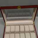 Uten Watch Box, 12 Slot Wooden Watch Case with Removable Watch Pillow, Metal Clasp Watch Display, Watch Box Organizer for men and women. (Cherry Red)