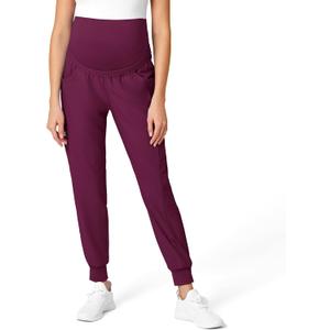 WonderWink Women's W123 Maternity Jogger Scrub Pant (Wine)
