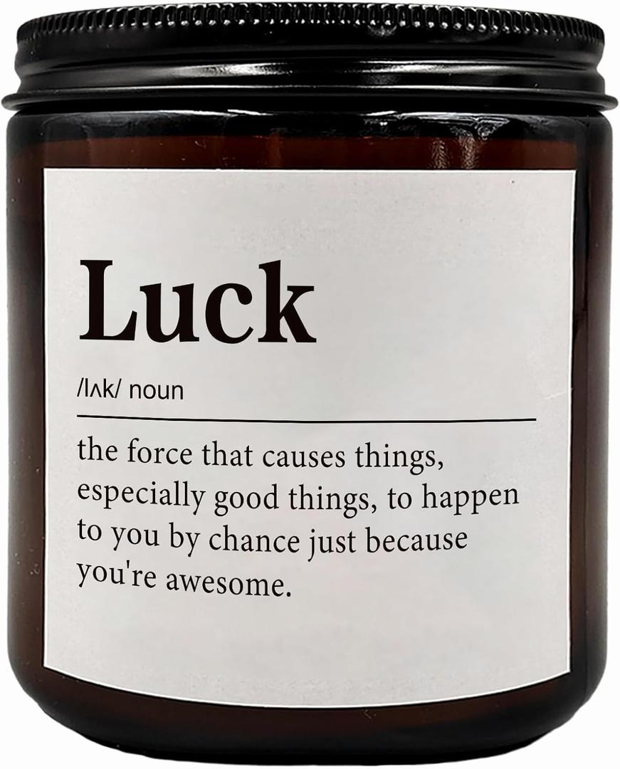 KU-DaYi Good Luck Scented Candles, Mothers Day Gifts Birthday Christmas Scented Candle Gifts for Women Sister Friend Coworker, Positive Gift Gifts Amber Soy Wax Jar Candle for Home Bedroom Decor