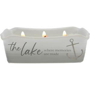 Pavilion Gift Company - at The Lake - 12-Ounce Wax Reveal Natural Soy Wax 3 Wick Candle, Jasmine Scented, Hidden Message Candle, Lake House Dcor, 1 Count, 7.5 x 3.5 x 2.25-inch, Gray Pavilion Gift Company - at The Lake - 12-Ounce Wax Reveal Natural Soy Wax 3 Wick Candle, Jasmine Scented, Hidden Message Candle, Lake House Dcor, 1 Count, 7.5 x 3.5 x 2.25-inch, Gray