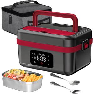 Cordless Electric Heated Lunch Box for Men Women, 1L Rechargeable Lunch Box Self-Heating Food Warmer with Keep Warm Function Ideal for Indoor Outdoor Work Office Camping Travel