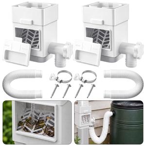 2 Pack Rain Barrel Diverter Kit for 2x3 & 3x4 Inch Downspouts(White)