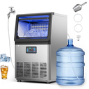 VEVOR Commercial Ice Maker Machine, 90 lbs/24h with 13 lbs Storage Capacity, Dual Water Inlet Countertop/Freestanding/Under Counter, Stainless Steel Ice Maker with LED Display, for Home Bar