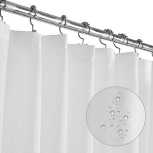 LiBa Fabric Bathroom Shower Curtain, 72" W x 72" H White Heavy Duty Waterproof Shower Curtain Liner