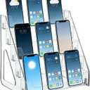 YEXEXINM 15-Grid Cell Phone Holder Desktop Organizer Clear Acrylic 5 Tier Classroom Cell Phone Storage Box Mobile Telephone Smartphone Case Organizer Table Top Drawer Tray for Office Boardroom School