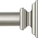 KAMANINA 1 Inch Curtain Rod 32 to 58 Inches (2.6-4.8ft), Antique Silver Curtain Rods for Windows, Single Drapery Rods with Square Finials (32-58")