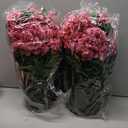 2 Pack Artificial Geranium Flowers Topitary Trees for Outdoors, UV Resistant Geraniums Potted Bushes Look Real Silk Faux Plants for Front Door Garden Porch Planter Farmhouse Home Decor (Peach Red)