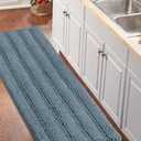 Turquoize Turquoize Large Size 59inch by 20inch Luxurious Shaggy Chenille Bath Mat Non-Slip Soft Microfibers Runners for Bathroom Water Absorbent Machine-Washable Shag Bath Mat,Stone Blue (59" x 20")