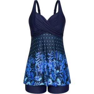 Hanna Nikole Women's Plus Size Tankini Swimsuits Twist Front Two Piece Bathing Suits with Shorts