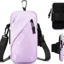Phone Holder Arm Bands, Small Crossbody Shoulder Holsters Bag with Arm Band, Fits iPhone and All Cell Phones, Use for Running, Walking, Hiking & Biking (Plus Size Purple)