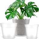 Baderke 3 Pack Clear Nursery Pot Plastic Nursery Pot Large Plant with Drainage Holes for Root Health Indoor Outdoor (8 Inches,9.25 Inches,9.6 Inch)