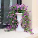 Artificial Hanging Flowers for Outdoors, 4 Pack Fake Hanging Plant for Spring Summer Decor, UV Resistant Faux Silk Flower for Planter Front Door Porch Patio Yard Garden (Double Purple)