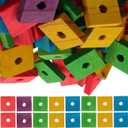BESPORTBLE Bird Toy Parts, Pack of 100 Wood Blocks for Birds Multicolored Natural Wooden Blocks Bird Chewing Toy Mini Wood Chip Charms for DIY Playing Chewing Bird Toys