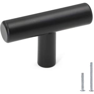 LONTAN 12 Pack Black Knobs for Cabinets and Drawers Kitchen Cabinet Knobs for Dresser Bathroom Modern T Bar Furniture Black Hardware,Stainless Steel (Black T Bar Knob)
