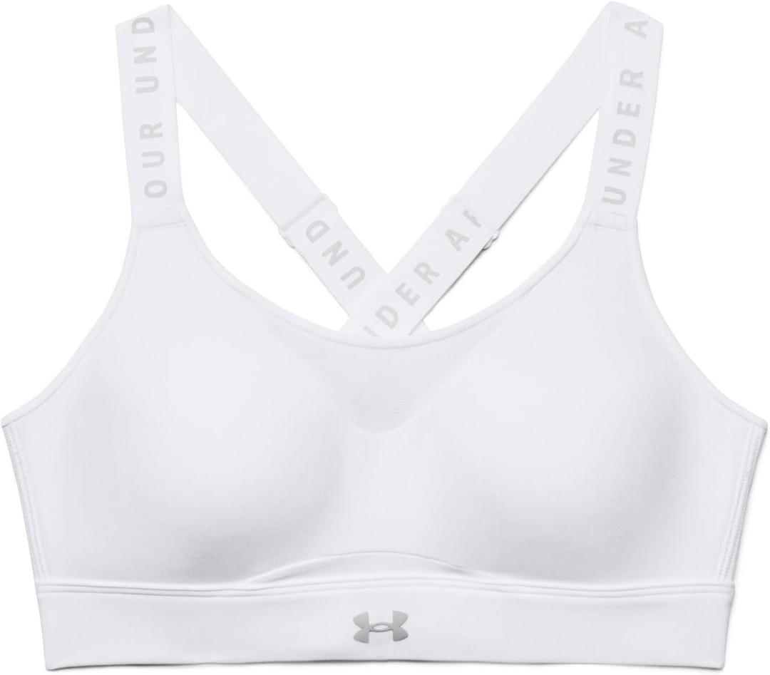 Under Armour Women's UA Infinity High Sports Bra (White (100)/Halo Gray), Small