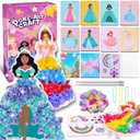 QLKYTALA Poke Poke Art Kits for Girls - Arts and Crafts for Kids 4-8 - 4 5 6 7 8 9 10 Year Old Girl Birthday Gifts - Princess Dress-Up DIY Creative Activity Toys