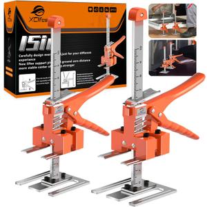Labor Saving Arm Jack Handle 2 Pack, Construction Jack, Wall Tile Locator, Multi Function Height Adjustment Lifting Device, Door Panel Lifting Cabinet, Raised 10 in, Pair Dynamic Load 400 LB (Orange)