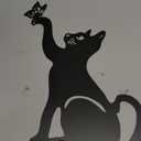 Black Cat Yard Decorations Outdoor - Solar Lights Outdoor Garden Decor Stake with Butterfly Decorative Metal Housewarming Ornament for Yard Pathway Lawn Patio  Unique Gift Ideas for Christmas