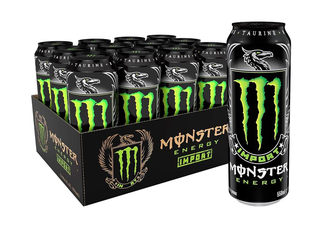 Monster Energy Import, Energy Drink, 18.6 Ounce (Pack of 12)