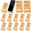 Ripeng 10 Pcs Fathers Day Dad Man Gifts Bulk for Church Bamboo Phone Stand for Employee Desk Office Workers Thank You Gift for Team Coworkers Staff Volunteer Teacher Week Colleagues