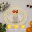 Goodluck 200PCS Clear Gold Plastic Plates, Heavy Duty Disposable Clear Plates with 100 10.25 inch Dinner Plates and 100 7.5 inch Dessert Plates for Party, Holiday, Wedding