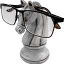 Top Brass Antique White Chess Knight Eyeglass Holder Resin Stand for Eyeglasses, Reading Glasses & Sunglasses Chess Piece Lover Decor