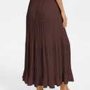 Kate Kasin 2026 Women's Chiffon Maxi Skirt, High Waist Pleated Skirts, Summer Flowy Long Skirts with Underskirt (L)