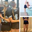 2 x Girls 4'' High Waisted Biker Shorts, Stretchy Athletic Running Workout Shorts for Teen Kids (Medium, Jungle Party)