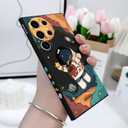 for Samsung Galaxy S24 Ultra Case, Astronaut Pattern Slim Liquid Silicone Anti Slip for Galaxy S24 Ultra Phone Case 6.8 inch, Astronauts Black