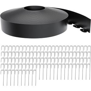 Landscape Edging 4 Inch Tall 100FT with 110Pcs Metal Spikes, Plastic Garden Edging Border Landscape Edging Border Lawn Edging for Landscaping, Flower Bed, Yard