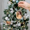JUXYES 2 Pack Wall Hanging Brass Glass Ornament Frames, Double Glass Brass Tiny Frame for Pressed Flowers, Golden Octagon Metal Floating Frame Ornaments for Picture, Pressed Flower, Poster