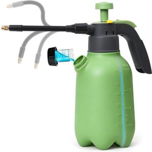 T4U 1/2 Gallon Pump Sprayer with Flexible Adjustable Nozzle, PP Hand Pump Pressure Sprayer with Built-in Measuring Cup for Home Garden Plant Care and Household Cleaning, Indoor & Outdoor Use