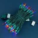 100 Multicolor Christmas Lights, 33 ft Green Wire LED String Light