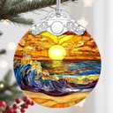 Christmas Ornament, Christmas Decoration, Stained Glass Ornament, Heirloom Keepsakes, Holiday Ornaments, Holiday Presents, Unique Xmas Gifts, Gift Exchange Ornaments, Gift Idea - Waves on The Beach