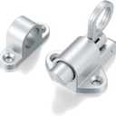 4 Packs Self-Closing LatchesSilver Gray Spring Door LockResilient Bolt Latch Aluminum Alloy Safety Automatic Spring Barrel Slide Door Lock with Screws,Used for Gate,Window and Cabinet etc